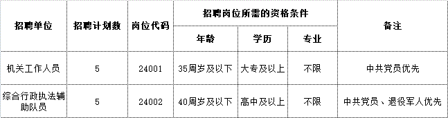 含山县铜闸镇招聘聘用人员岗位计划表