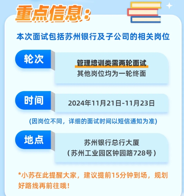 2025年苏州银行秋季校园招聘面试安排